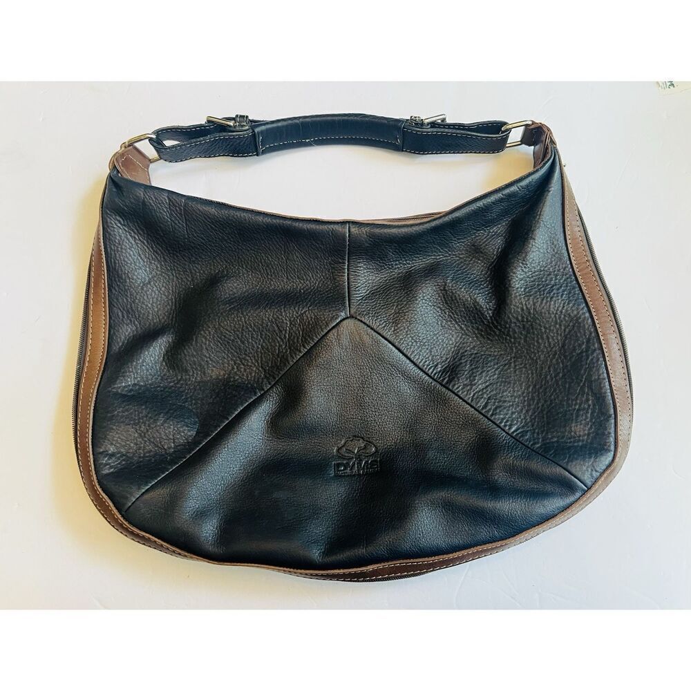 DVMS Hobo Handbag Black/Brown Unzips For Larger Bag
